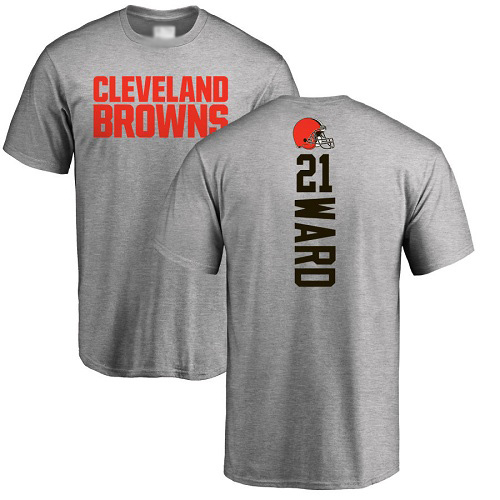 Men Cleveland Browns Denzel Ward Ash Jersey #21 NFL Football Backer T Shirt
